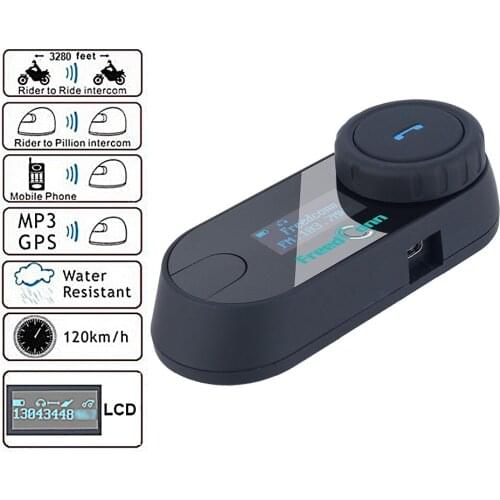 Original FreedConn TCOM-SC BT Bluetooth Waterproof Motorcycle Helmet Intercom Mic Interphone Headset with LCD Screen FM-Radio