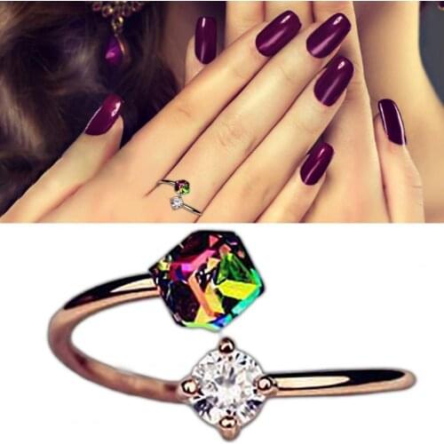 Open Ring Adjustable Women Multicolored Cubic Zirconia Jewelry for Engagement Wedding Rings Women Open Ring Jewelry Hot Sales