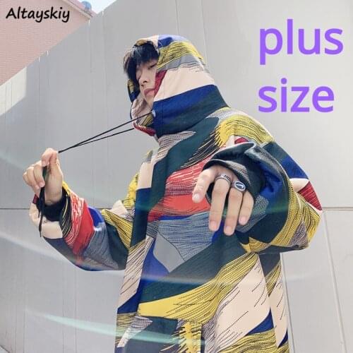 Panelled Hoodies Women Geometric Plus Size BF Unisex Couple Hip-hop Streetwear Trendy Japanese Style Loose Harajuku Chic Popular