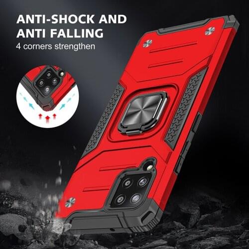 Shockproof Armor Case For Samsung Galaxy A42 5G Magnetic Metal Finger Ring Stand Holder PC + TPU Protective Cover Coque Fundas
