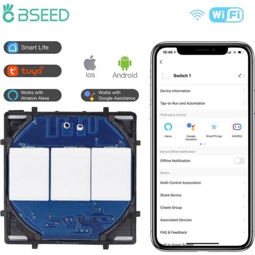 Bseed EU Standard Wifi Touch Switch Function 1/2/3Gang APP Control Wall Light Switch Without Glass Panel Curatin Shutter Part