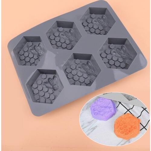 Silicone 6 Cavity Honeycomb Bee Soap Mold Mould Tray For Handmade DIY Crafts Making High Quality