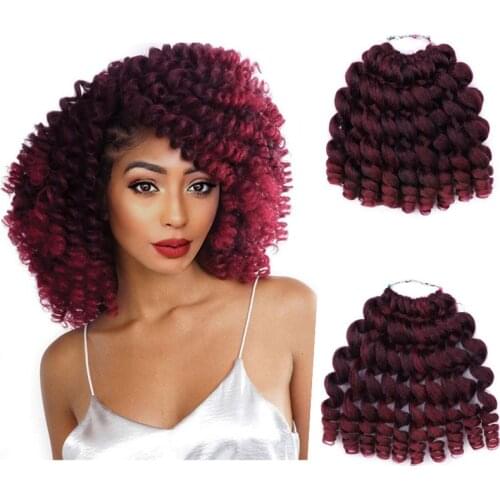 8" 20strands Jumpy Wand Curl Crochet Hair Ombre Jamaican Bounce Curl Braids Synthetic Braiding Hair Extension for Black Women