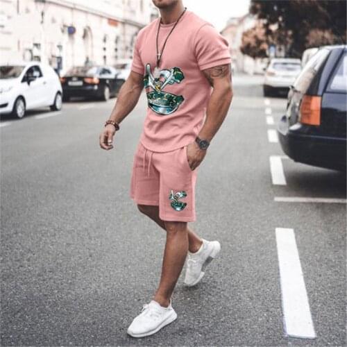 Summer Short Sleeve Tees And Shorts Outfit 2021 Streetwear Mens Clothes Vintage Cross Printing Tracksuits Casual Men 2 Piece Set