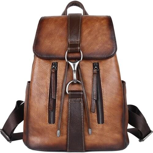 YourSeason 2021 Women Genuine Leather Bagpack Large Capacity Vintage Cowhide Female Travel Backpack With Strap Buckle