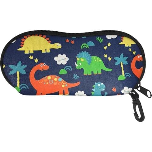 Cartoon Dinosaur Print Sunglasses Protector Travel Pack Pouch Glasses Case for Man/Women Zipper Case Eyewear Accessories