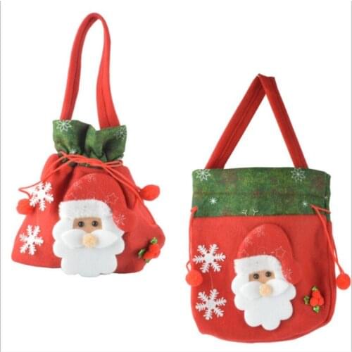 1Pcs Christmas Santa Claus Print Gift Bag Large Capacity Christmas Candy Bag Christmas Decoration Drawstring Bag