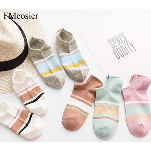 10 Pairs New Women Cotton Summer Socks Elastic Boat Socks Short Akle Low Cut Womens Invisible Soks Stocks Stripe Calcetines
