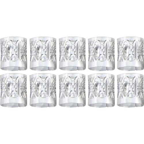 100Pcs Aluminum Hollow Out Hair Coil Dreadlocks Braiding Rings Metal Cuffs Bead Crown Spiral Jewelry Hair Decorative Accessories