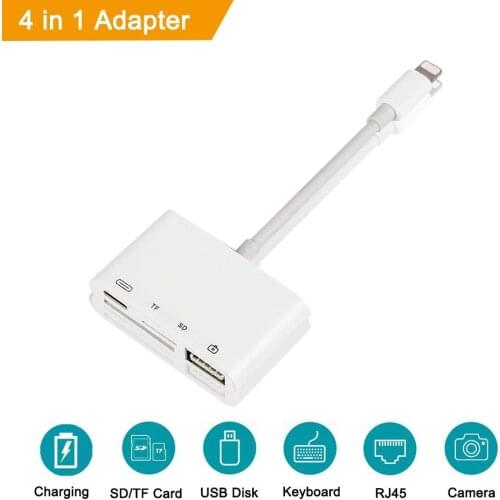 4 in 1 for Lightning to USB Camera Connection Kits,Trail Game Camera Viewer OTG Cable for iphone x 8 8plus for ipad -No Need APP