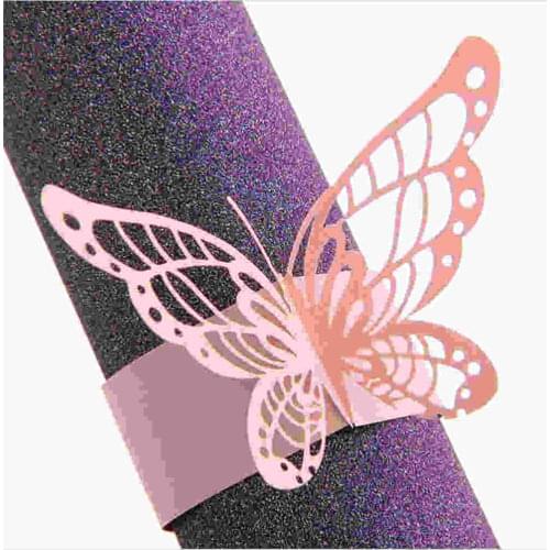 50pcs Pink Butterfly Style Laser Cut Porta Guardanapo Paper Napkin Rings Napkins Holders Hotel Wedding Favors Table Decoration