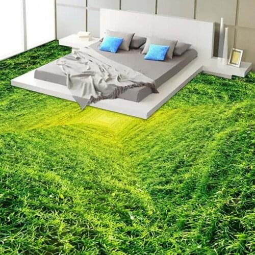 Free Shipping Stereoscopic 3D grass floor moisture-proof thickened custom anti-skidding bedroom wallpaper mural