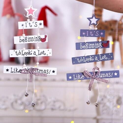 Wood Craft Christmas Tree Ornament New Year Natural Xmas Elk Christmas Decorations Wood Hanging Pendant For Home Kids Toys Gift