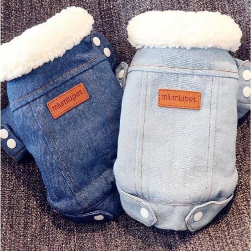 Dog Denim Coat Fashion Autumn and Winter Pet Clothing Thick&Warm Pet Costume Teddy Bichon Chihuahua Dog Clothing DC802