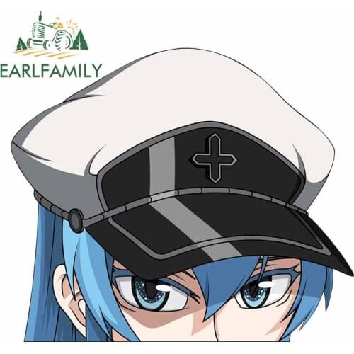 EARLFAMILY 13cm x 11.1cm for Akame Ga KILL Esdeath Peeker Car Stickers Waterproof Anime DIY Decal Graphics Vinyl Decoration