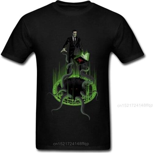 Cthulhu T Shirt Men Octopus T-shirt Summer Tshirt Black Tops Cotton Tees Short Sleeve Clothing Magic Anime Monster