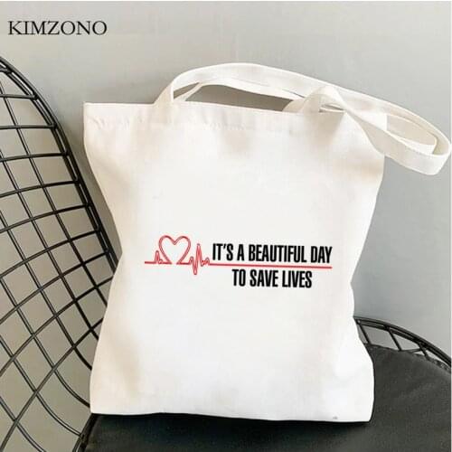Greys Anatomy shopping bag tote cotton handbag reusable bolsa canvas bag woven shoping sacola sac cabas sac tissu