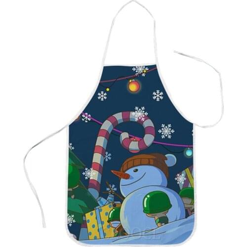 CLOOCL Christmas Theme Kitchen Apron Cartoon Snowman Snowflake Christmas Tree 3D Print Apron Festival Home Textile