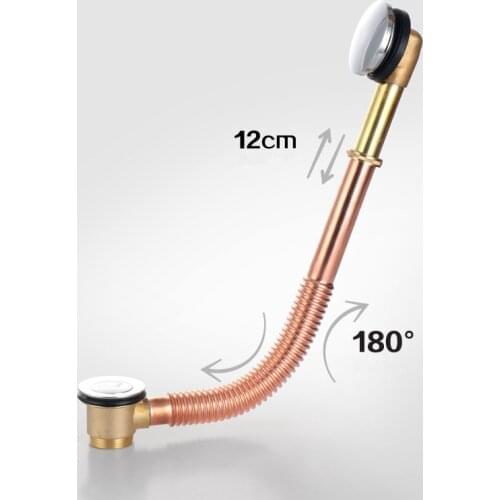 Brass Bathtub Drains Set Round Siphon Deodorization Vanity Copper Basin Pipe Waste Scalable With Garbage Basket Bath Hardware