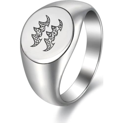 Leo Taurus Scorpio 12 Constellation Ring Stainless Steel Zodiac Sign Rings For Men Women Gift 13mm Round Punk Rings DHR457