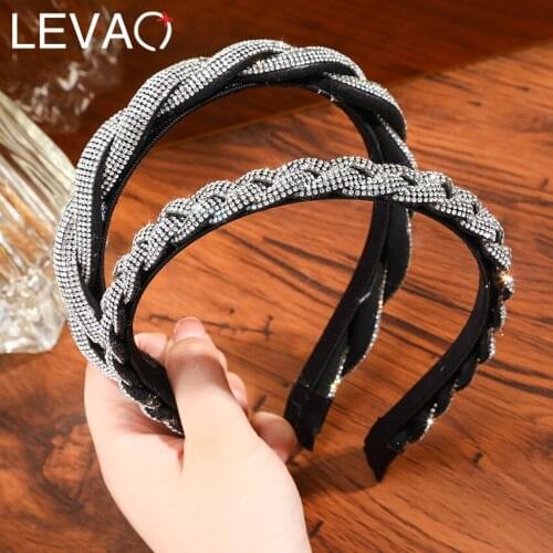 Levao Luxury Rhinestone Headband For Women Fashion Crystal Braids Hair Bands Hoop Bezel Hair Accessories Headdress