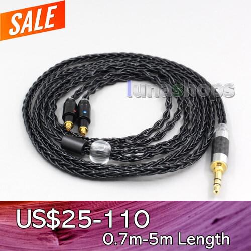 LN006599 2.5mm 4.4mm XLR 3.5mm 8 Core Silver Plated Black Earphone Cable For Shure SRH1540 SRH1840 SRH1440