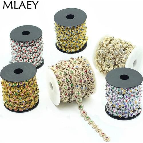 MLAEY 2yards/lot Flower Diamond Bling Crystal Ribbon Wrap Trim DIY Home Wedding Cake Party Decorations Gold,Silver lace Trimming