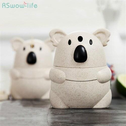 Cartoon Koala Wheat Straw Manual Press Automatic Toothpick Canister Living Room Toothpick Box Automatic Dispenser Pressing Type