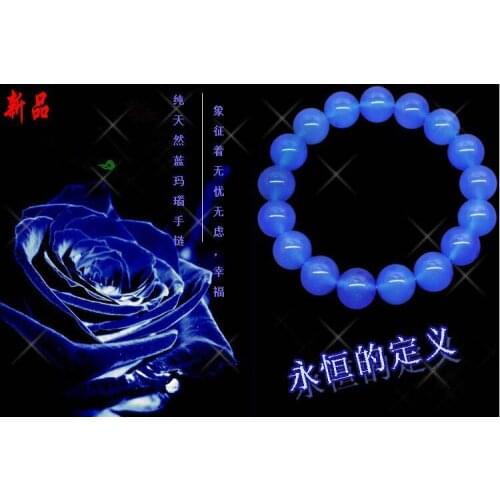 Natural Blue Chalcedony Bracelet agate hand men and women section on bead jade hand bead lovers authentic special