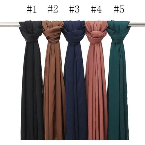 New 2020 Plain Big Size Ripple Silk Polyester Shawl Scarf Women Fashion Luxury Brand Thin Hijabs and Wraps Muslim Snood 180*75Cm