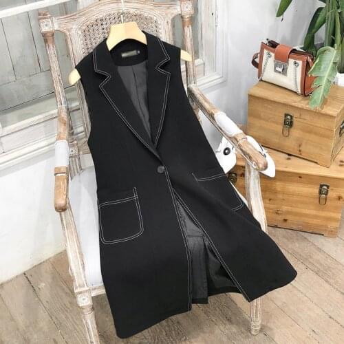 2020 new plus size womens autumn elegant female vest long High Quality Slim Belt Ladies Sleeveless Jacket Suit Office Coat