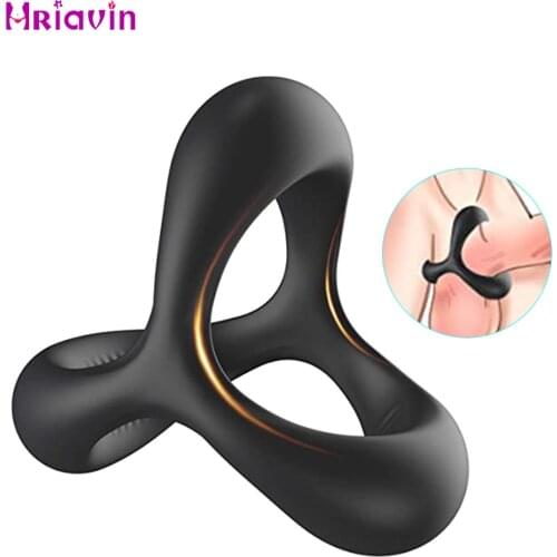 Newest Penis Rings Cock Rings Mens Masturbator Couple Sex Toys For Men Time Delay Ejaculation Flexible Silicone Dick Dual Rings