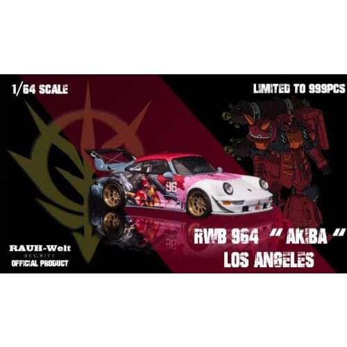 NEW 1:64 Porsche 911 RWB 964 Akiba LOS ANGELES RAUH-WELT official product Alloy limited 999pcs edition realistic car model