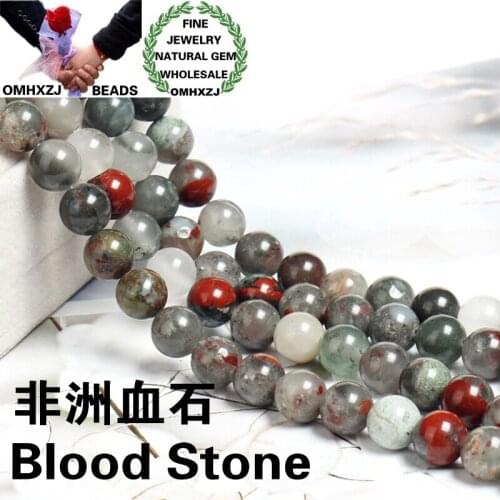 OMHXZJ Wholesale ZB125 4 6 8 10 12mm DIY Bracelet Necklace Jewelry Making Accessories Natural Stone Fine Blood Stone Round Beads
