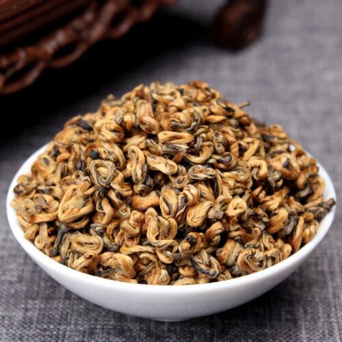 Organic Yunnan China Tea FengQing Golden Bud Snail Dian Hong Black DIANHONG -Glass