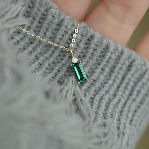 Original New Diamond Rectangle Zircon Pendant Necklace Chinese Style Retro Minority Design Charm Lady Jewelry