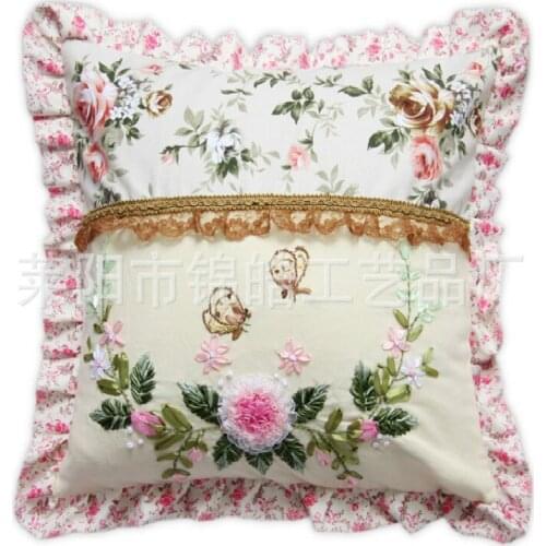 Nordic Home living room embroidery pillow bedroom comfortable pillow decoration floral fabric flower butterfly cross-stitch kit