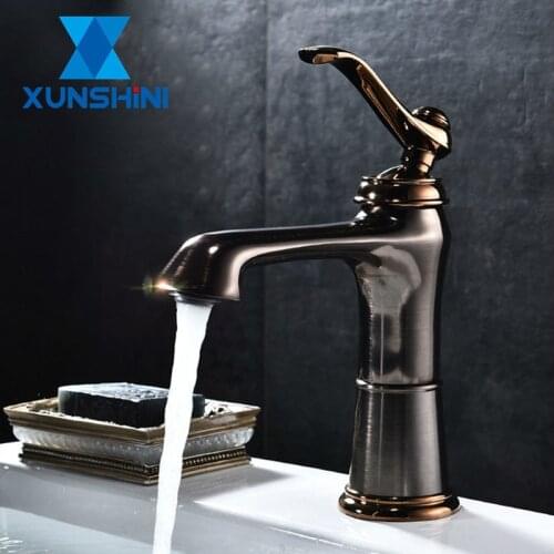 XUNSHINI Bathroom luxury Faucet Basin Faucet Brass Basin Sink Copper Single Handle Water Mixer Taps Bath Crane