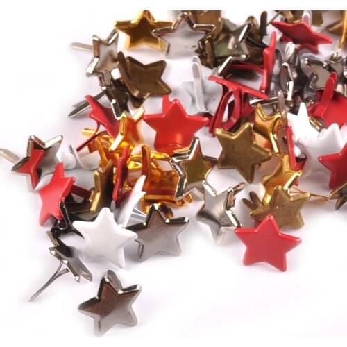 Scrapbookings Embellishment 50PCs Mixed Pastel Red Star Fastener Metal Brads For Shoes Decoration Crafts 13mm Wholesale C2108