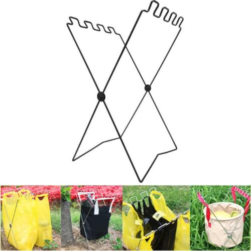BBQ Picnic Portable Trash Bag Rack Environmental Protection Iron Wire Folding Shelf