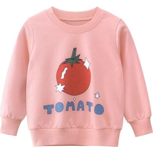 Autumn Clothing Cartoon Bear Girls Hoodies Children Sweatshirts Long Sleeve Jumper Tops Lovely Tomato Print Kids Outfits