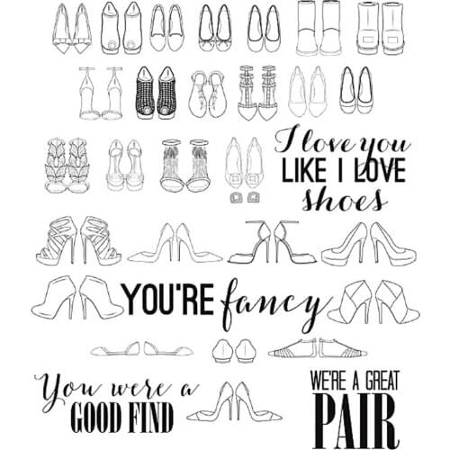 Sorts of pairs shoes background transparent clear stamp for DIY Scrapbooking/Card Making/Kids Christmas Fun Decoration Supplies