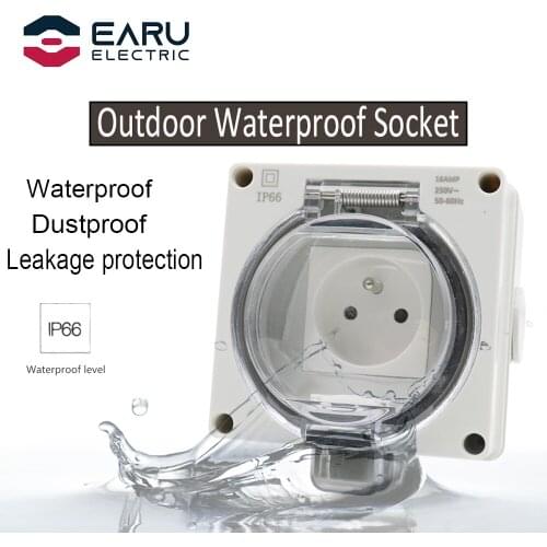France FR Standard IP66 16A Weatherproof High-performance Plug Base For Indoors Outdoors Wall Electrical Outlet Charging Pile
