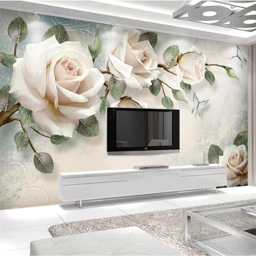 Wellyu Modern minimalist hand-painted oil painting flowers European-style wall custom large mural green wallpaper mural