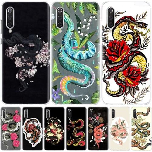 Snakes and Flowers Phone Case for Xiaomi Redmi Note 10 9S 9 8T 9 8 7 7A 8A 9A 9C 6A 6 S2 K20 S30 Pro Fashion Cover Capa