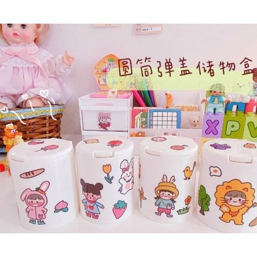 1PC Lovely Mini Pen Container Desktop Bucket Plastic Pen Holder Organizer Students Desk Study Supplies Home Decoration