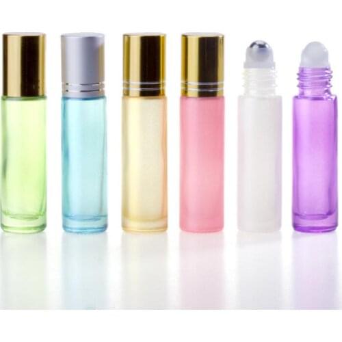10ml Empty Pearlescent Roll On Bottles Pearl Glass Perfume Essential Oil Bottle With Steel Roller Ball LX7541