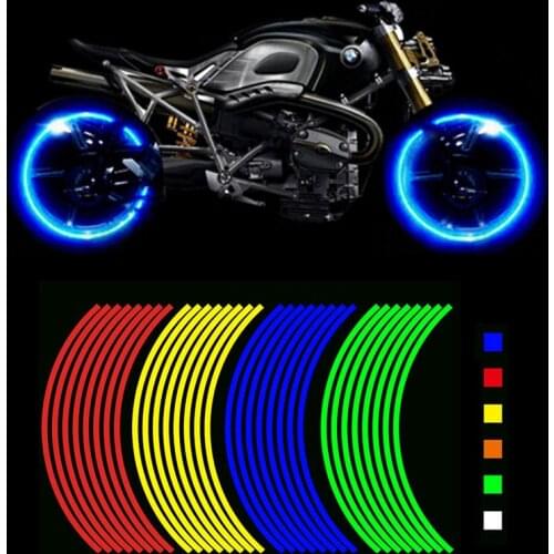 16Pcs Universal Waterproof Motorcycle Wheel Rim Reflective Stickers Moto Bicycle Decal 17'/18' for Honda YAMAHA SUZUKI BMW KTM