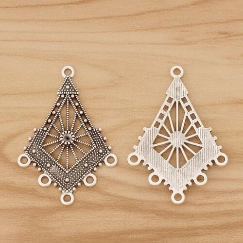 10 Pieces Tibetan Silver Chandelier Earring Multi Strand Connector Charms Pendants for Boho Jewellery Making 46x32mm