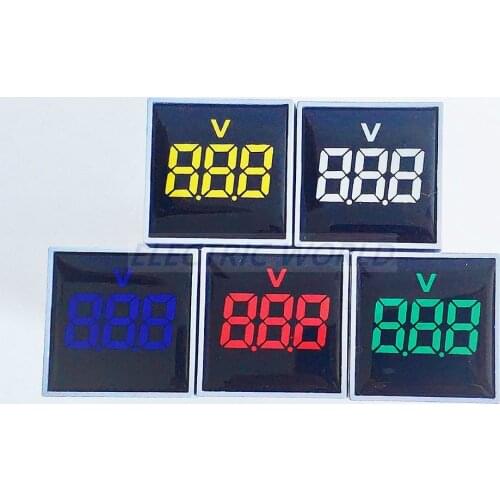 22mm Square Voltmeter Measuring Range Current AC 20-500V Volt 0-100A voltage meter indicator pilot light digital voltmeter lamp
